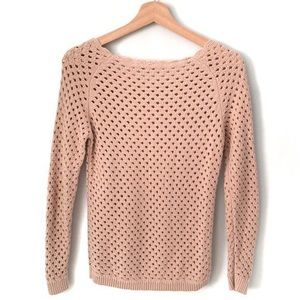 Ann Taylor LOFT Petites Crochet Pink Rose colored Sweater, Size MP
